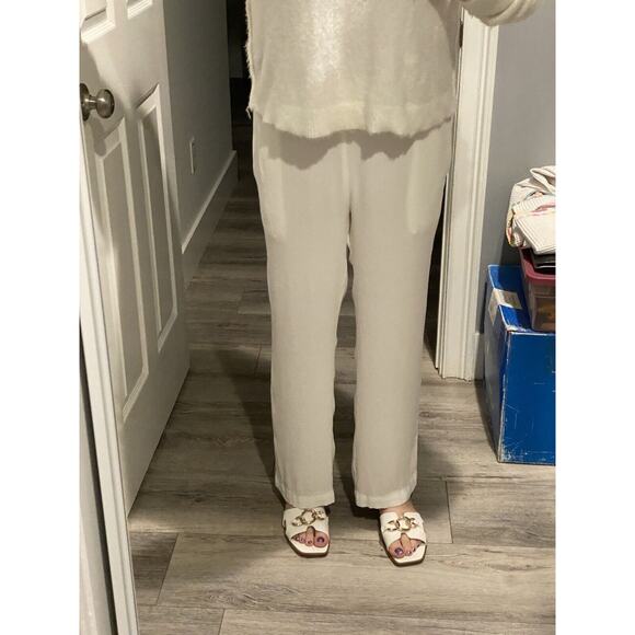 Aritzia Wilfred Wide Leg Pants Womens M Lagenlook Off White Party Pull On Waist - Picture 3 of 4